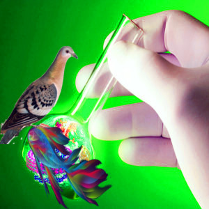 passenger pigeon and beaker